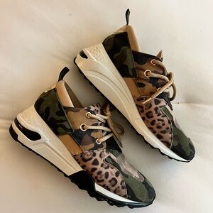 Steve Madden Camo & Leopard Platform Sneakers in Green, Brown & Black